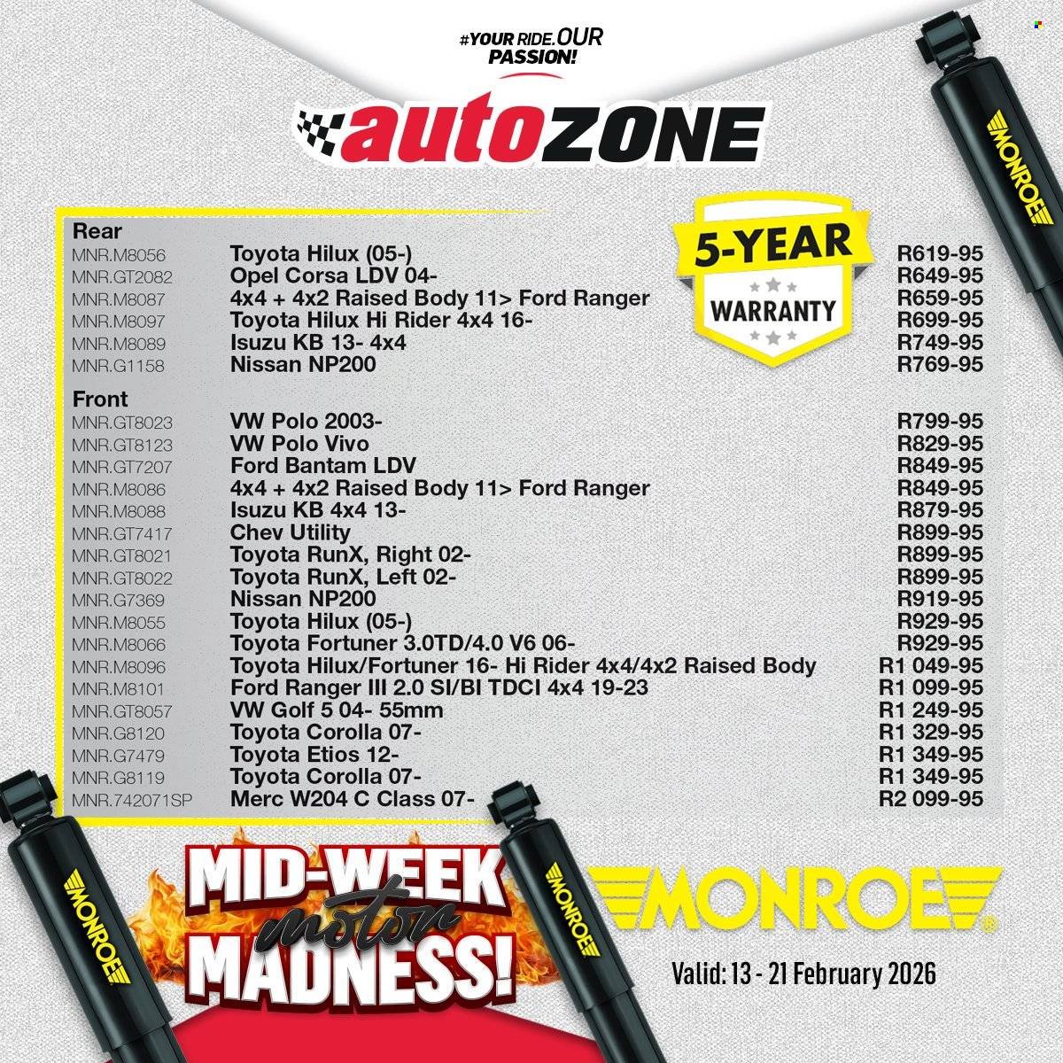 AUTOZONE specials - Mid-Week Motor Madness (2026-02-13 - 2026-02-21) | 1