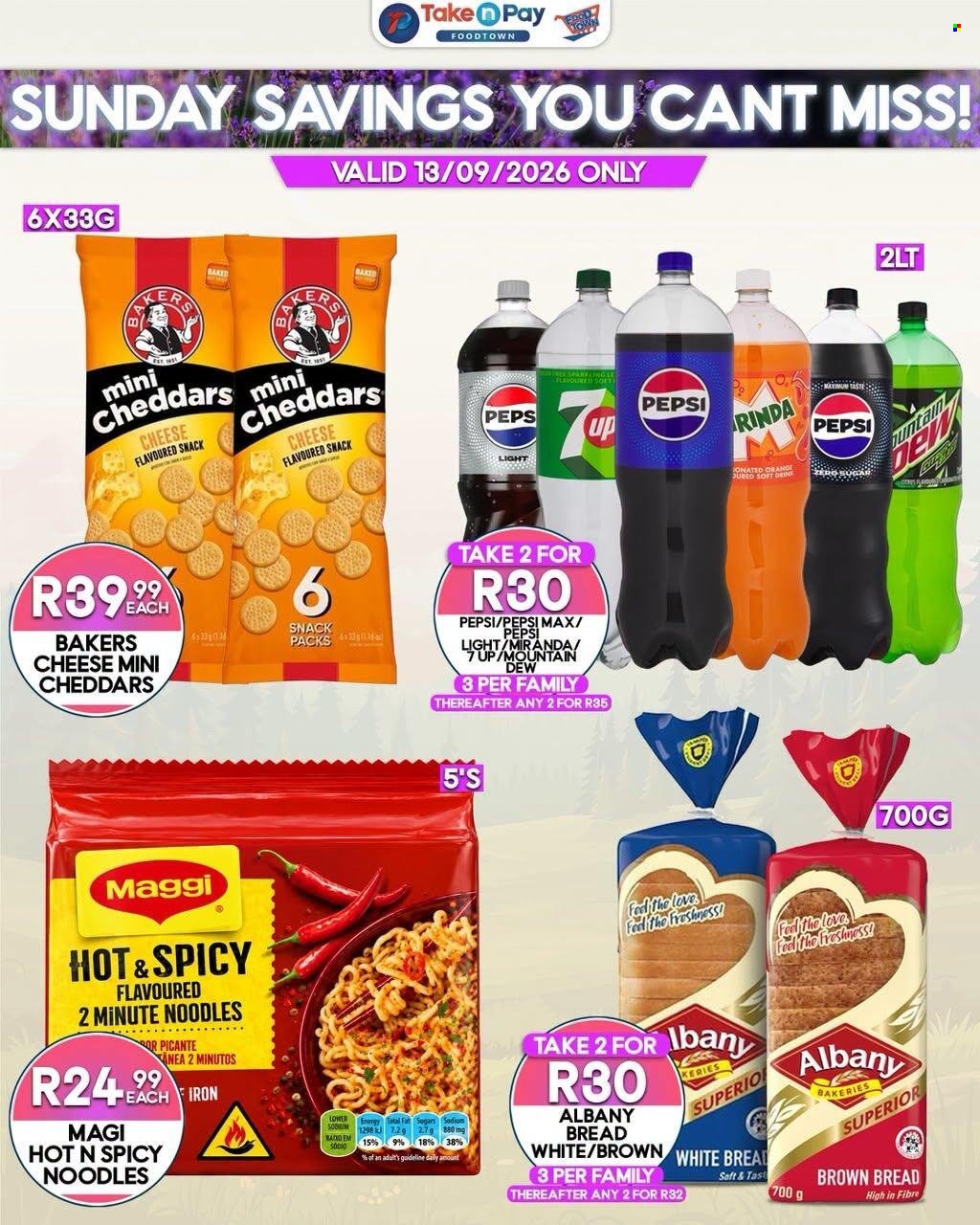 TAKE N PAY specials - From Sunday 13 Sept 2026