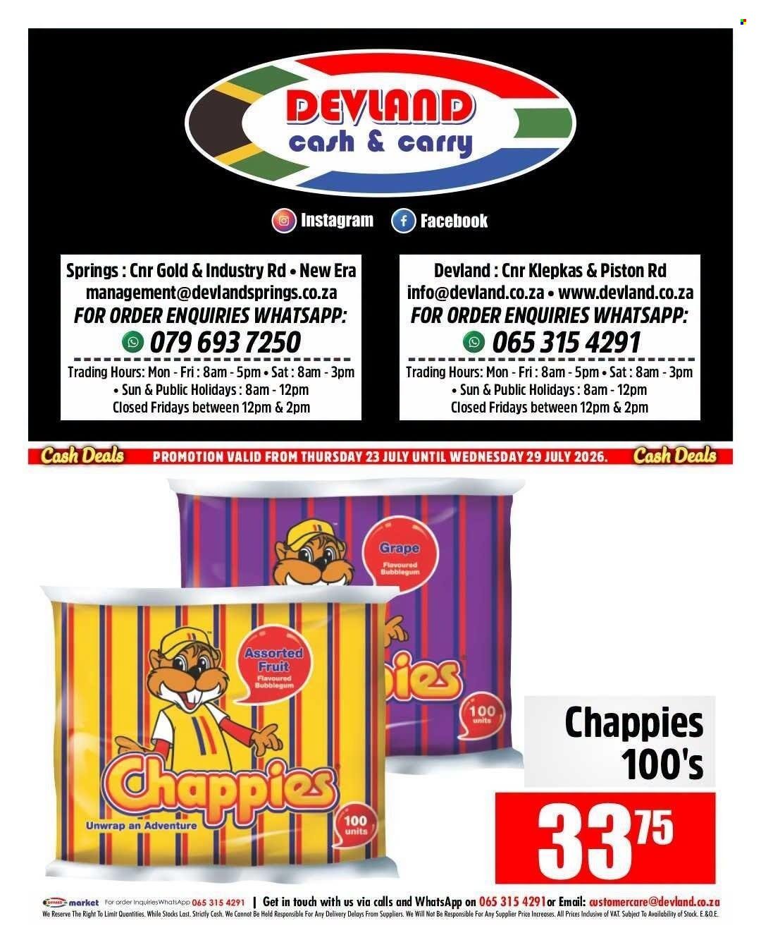 DEVLAND specials - From Thursday 23 Jul 2026