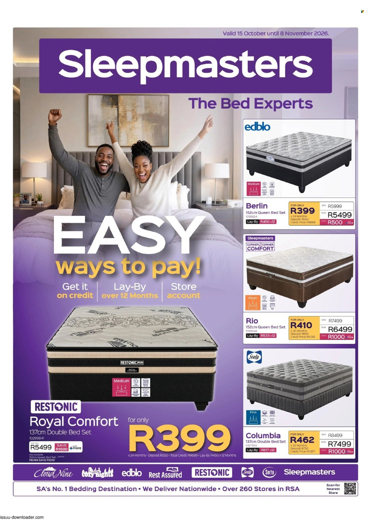 SLEEPMASTERS specials - From Thursday 15 Oct 2026