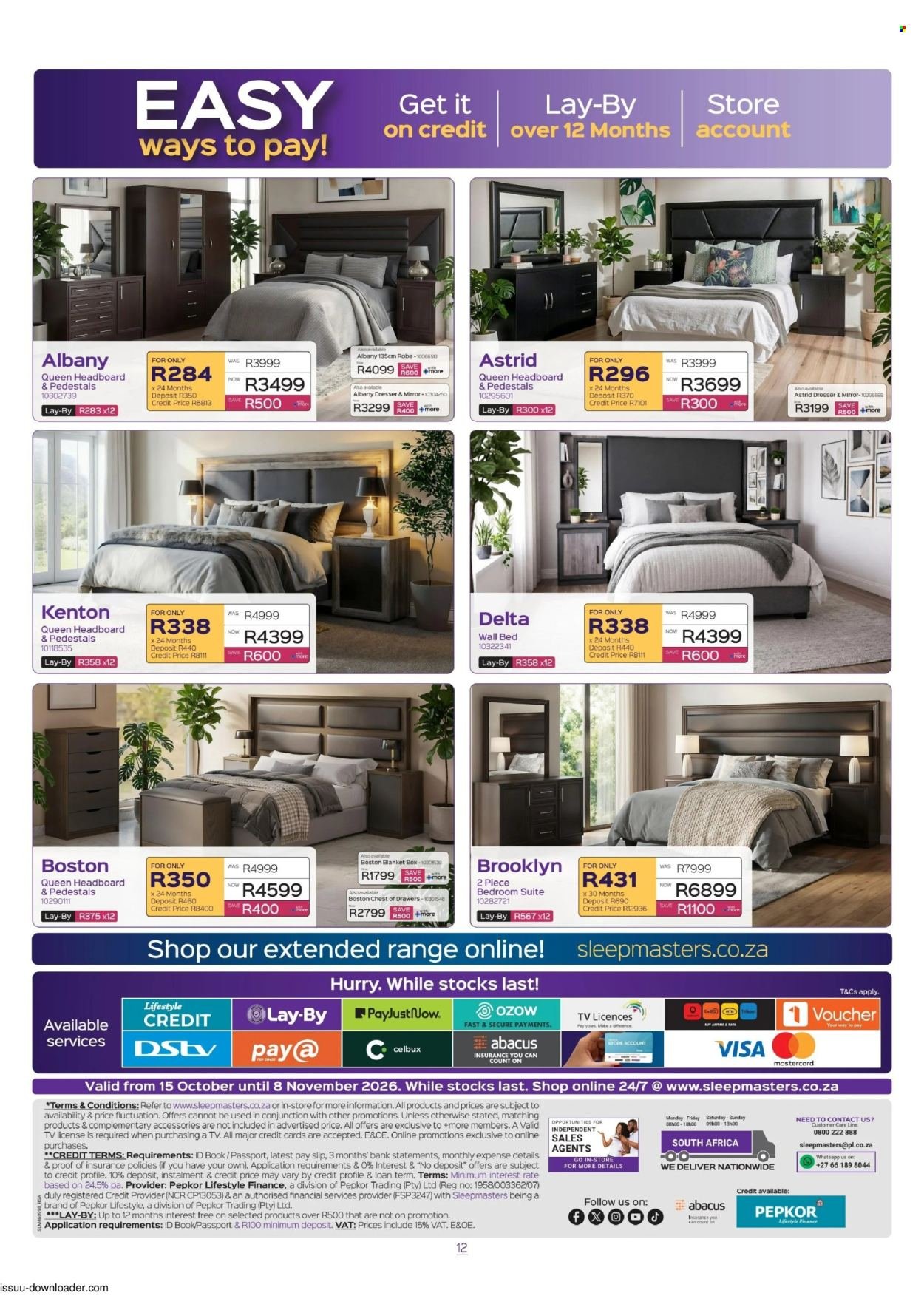 SLEEPMASTERS specials - From Thursday 15 Oct 2026