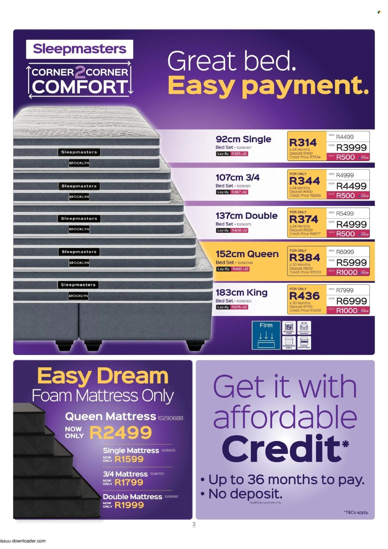 SLEEPMASTERS specials - From Thursday 15 Oct 2026