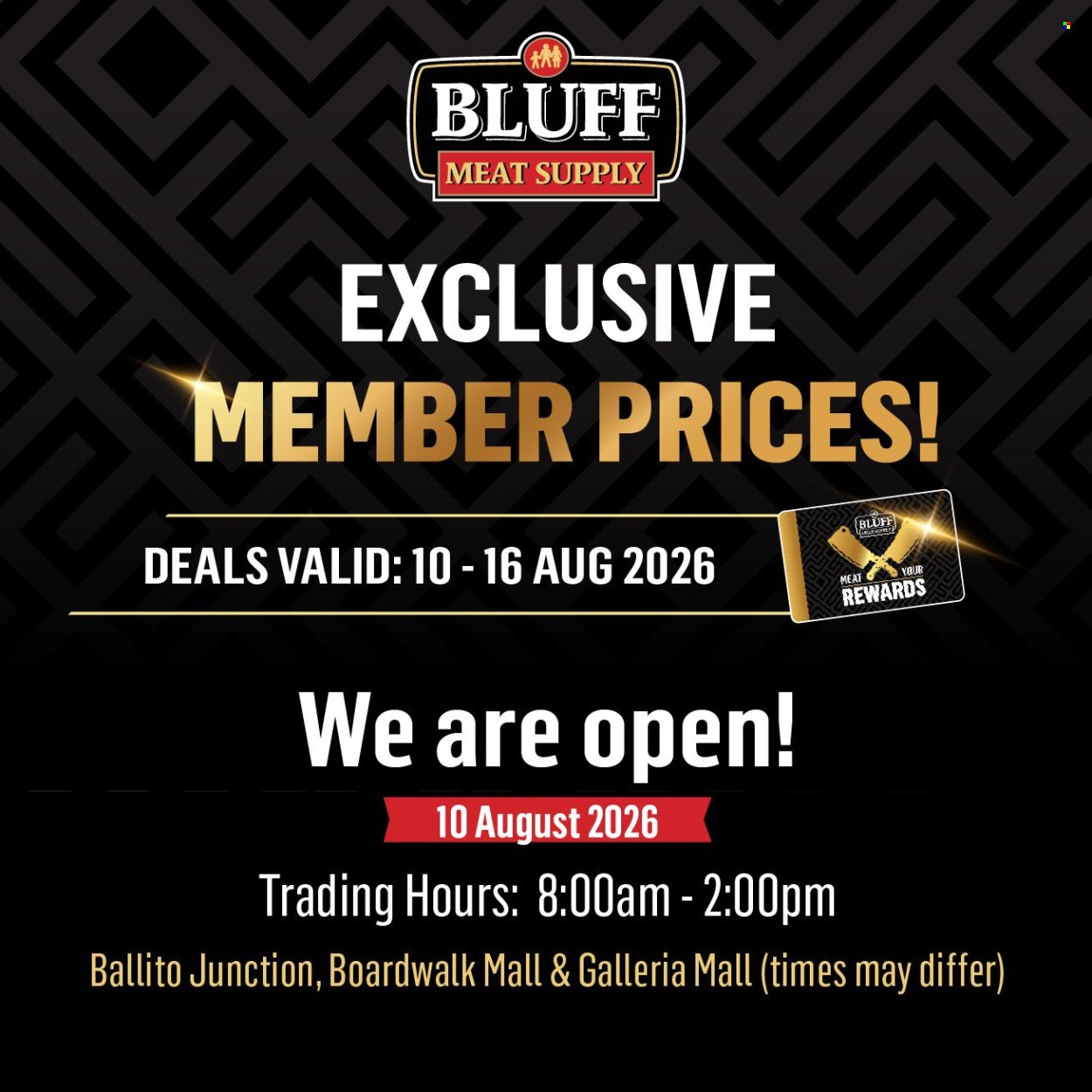 BLUFF MEAT SUPPLY specials - From Monday 10 Aug 2026