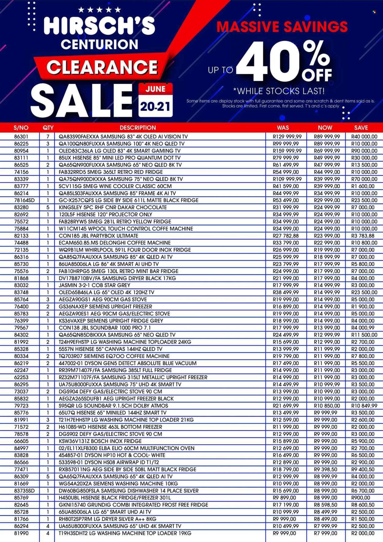 HIRSCH'S specials - From Saturday 20 Jun 2026