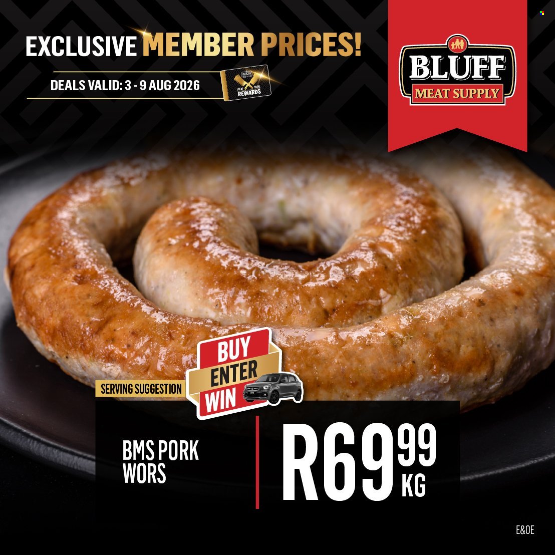 BLUFF MEAT SUPPLY specials - From Monday 3 Aug 2026