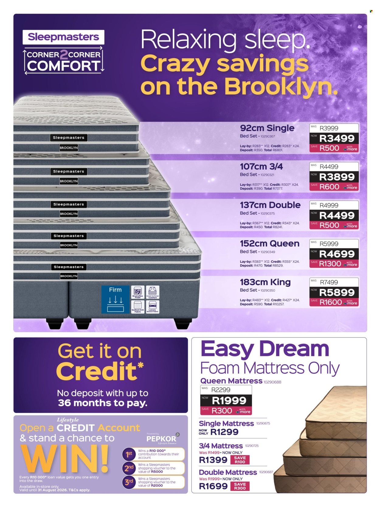 SLEEPMASTERS specials - From Thursday 18 Jun 2026