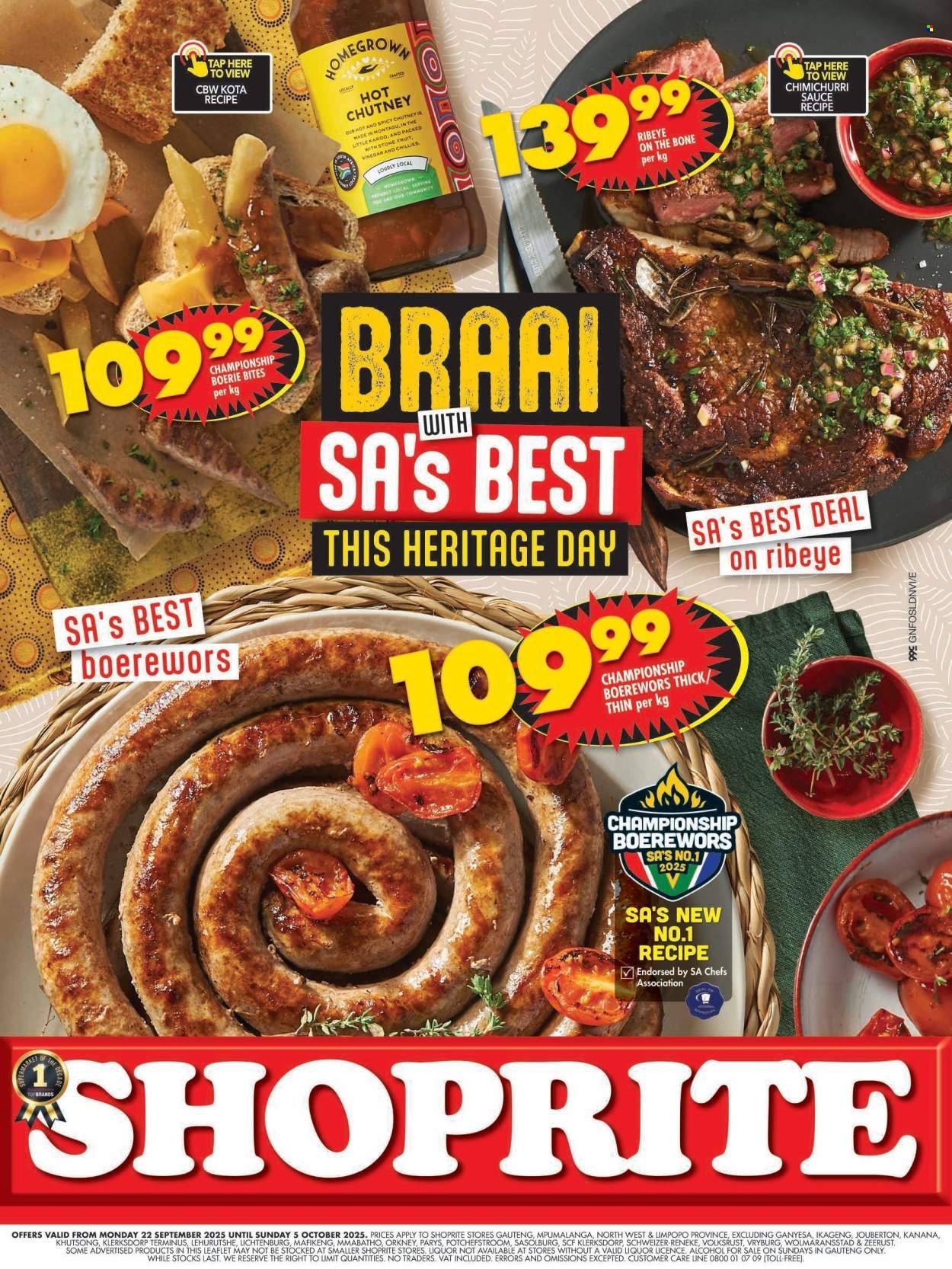 SHOPRITE specials - Heritage Deals Gauteng (2025-09-22 - 2025-10-05) | 1