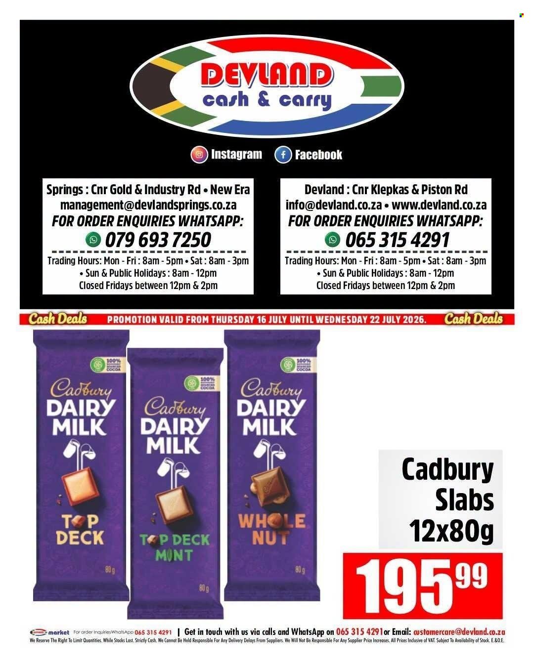 DEVLAND specials - From Thursday 16 Jul 2026