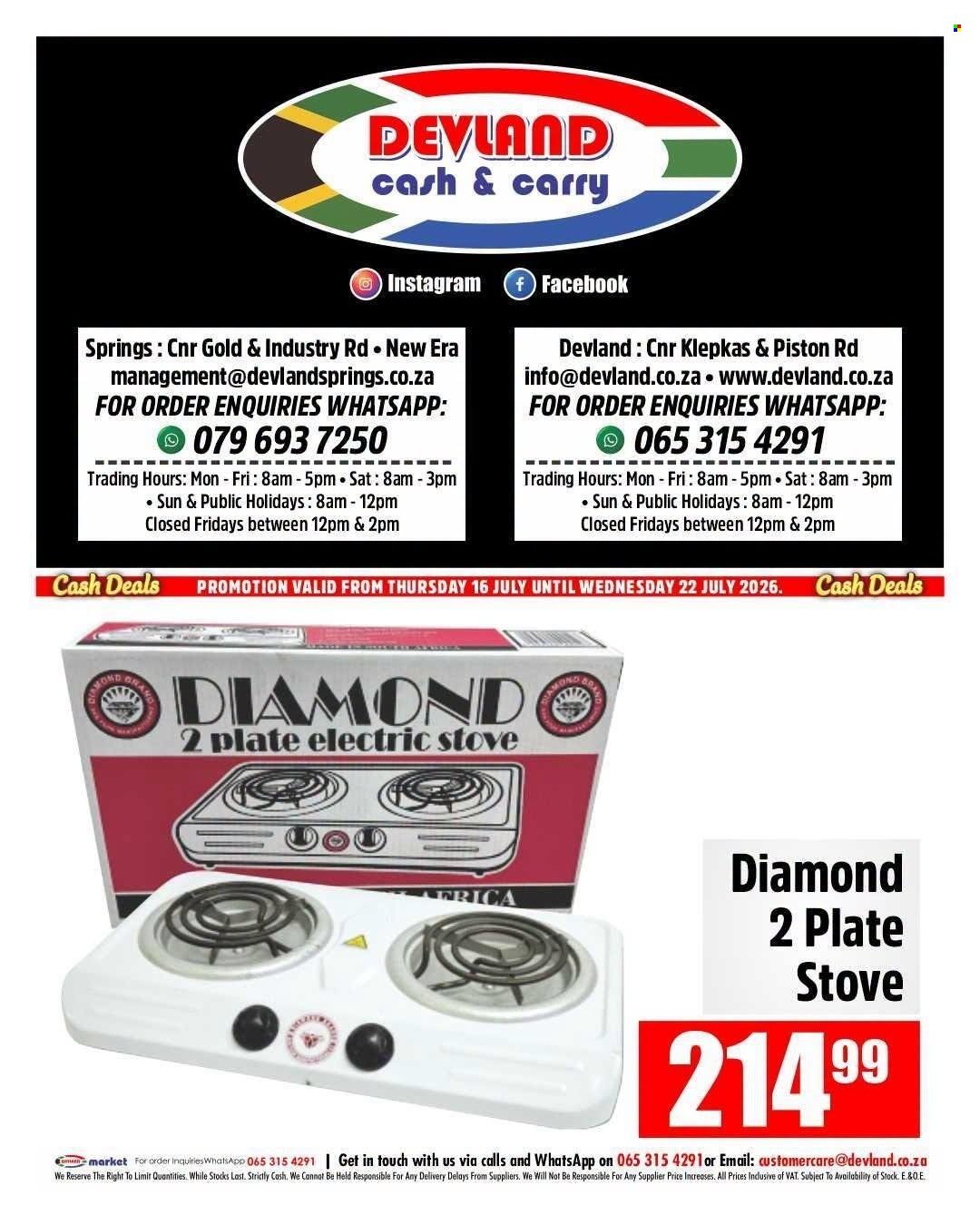 DEVLAND specials - From Thursday 16 Jul 2026