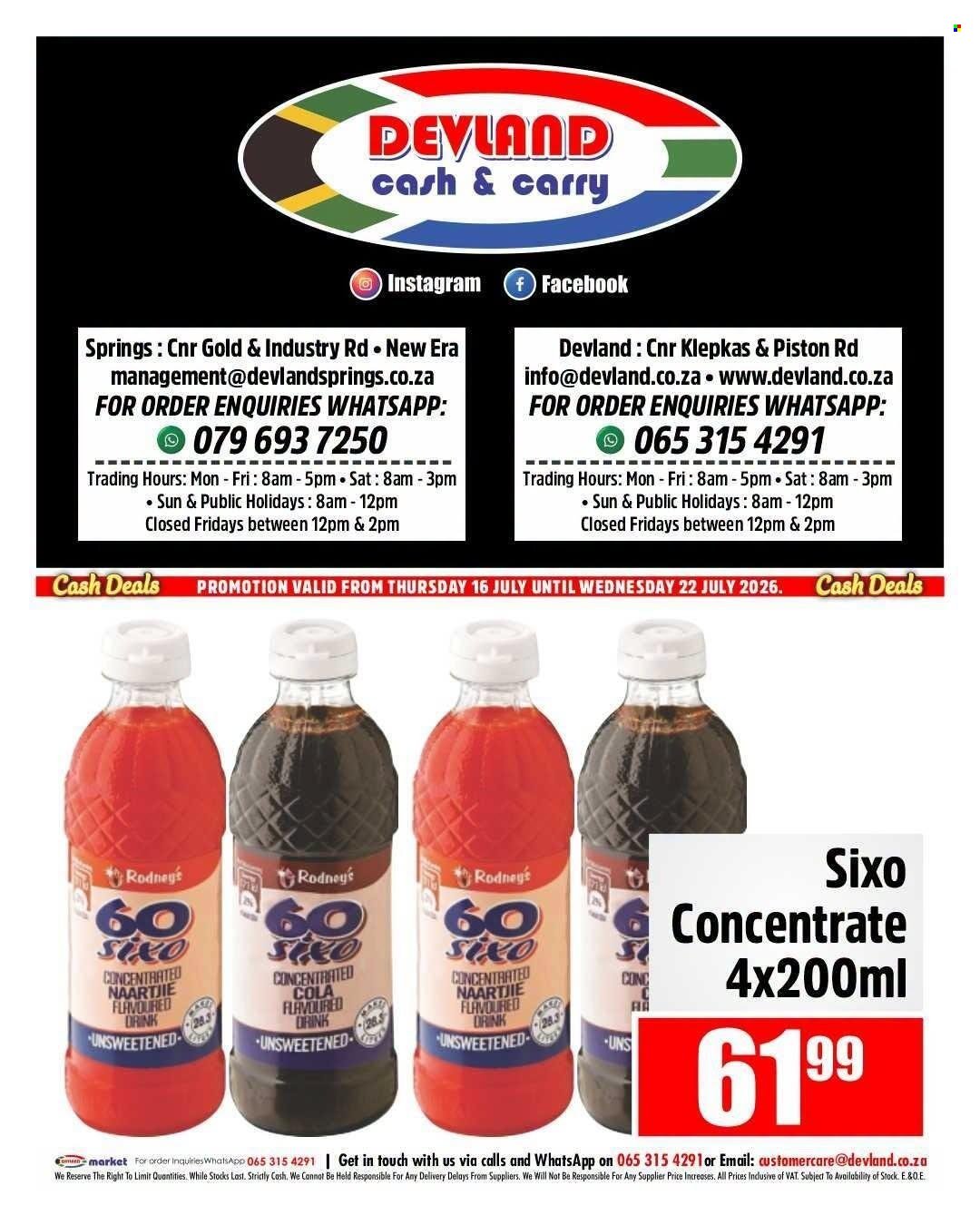 DEVLAND specials - From Thursday 16 Jul 2026