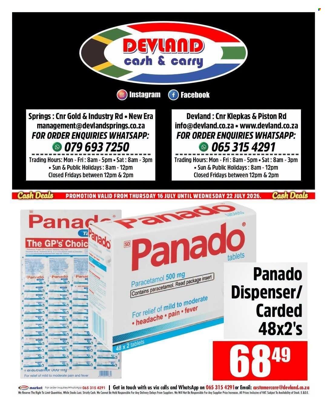 DEVLAND specials - From Thursday 16 Jul 2026