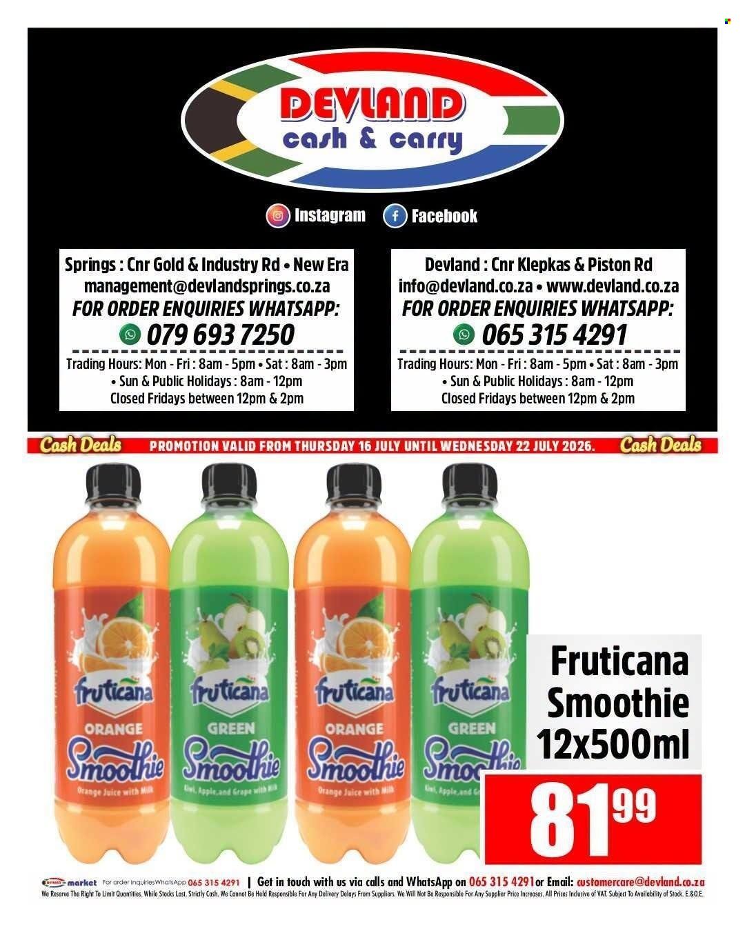 DEVLAND specials - From Thursday 16 Jul 2026