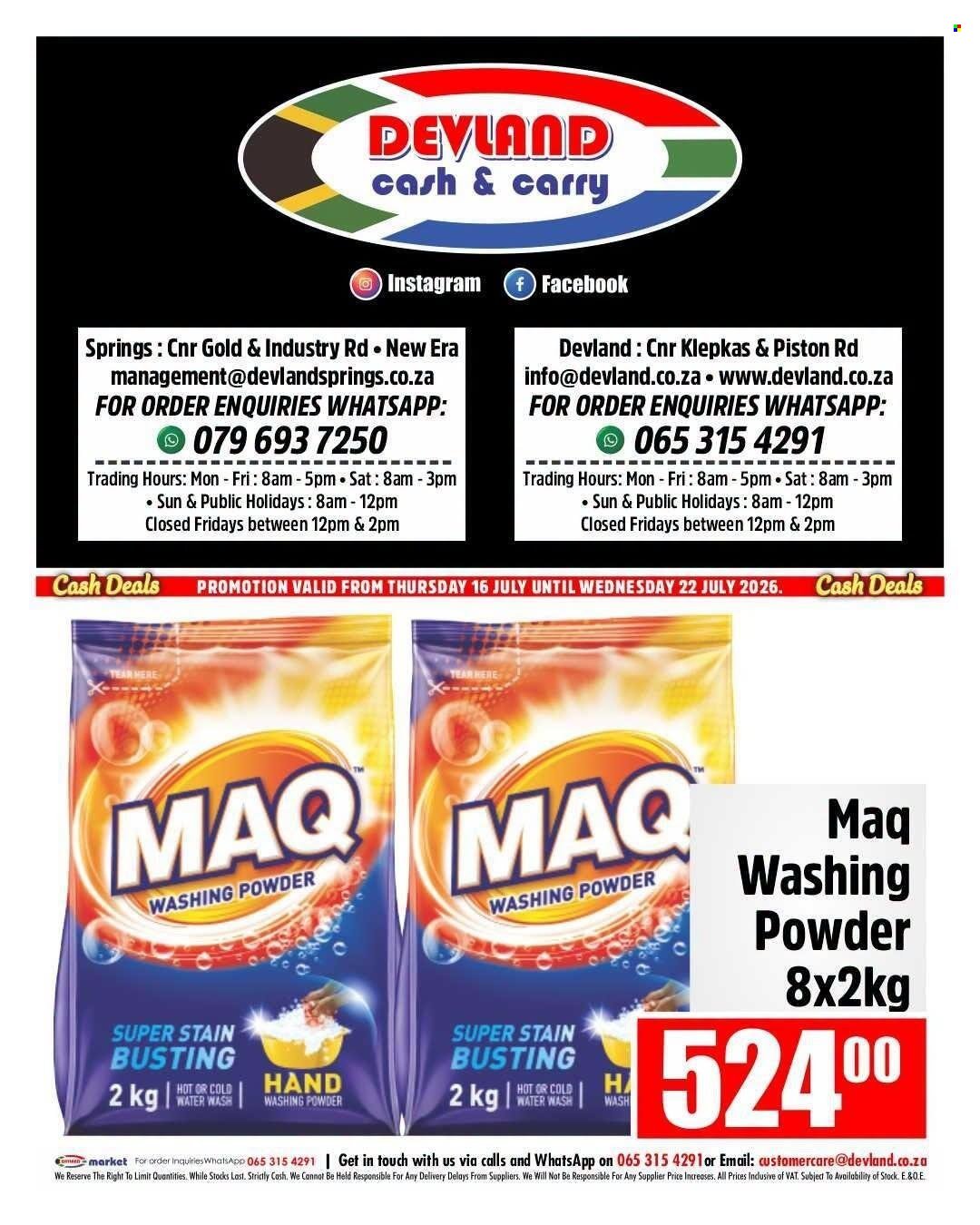 DEVLAND specials - From Thursday 16 Jul 2026