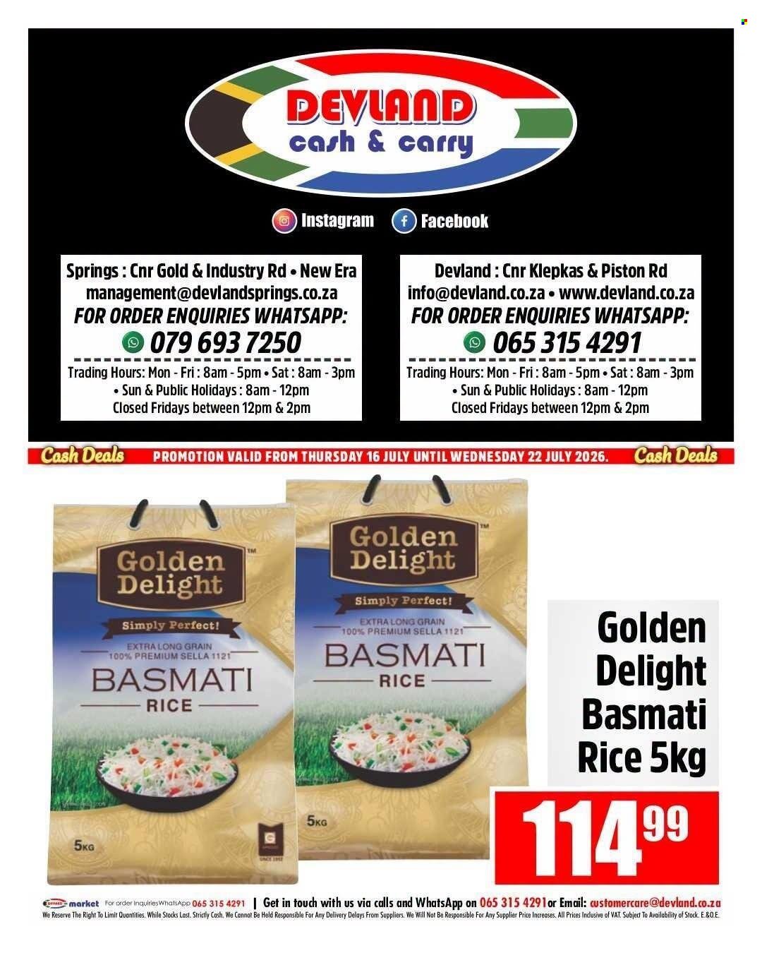 DEVLAND specials - From Thursday 16 Jul 2026