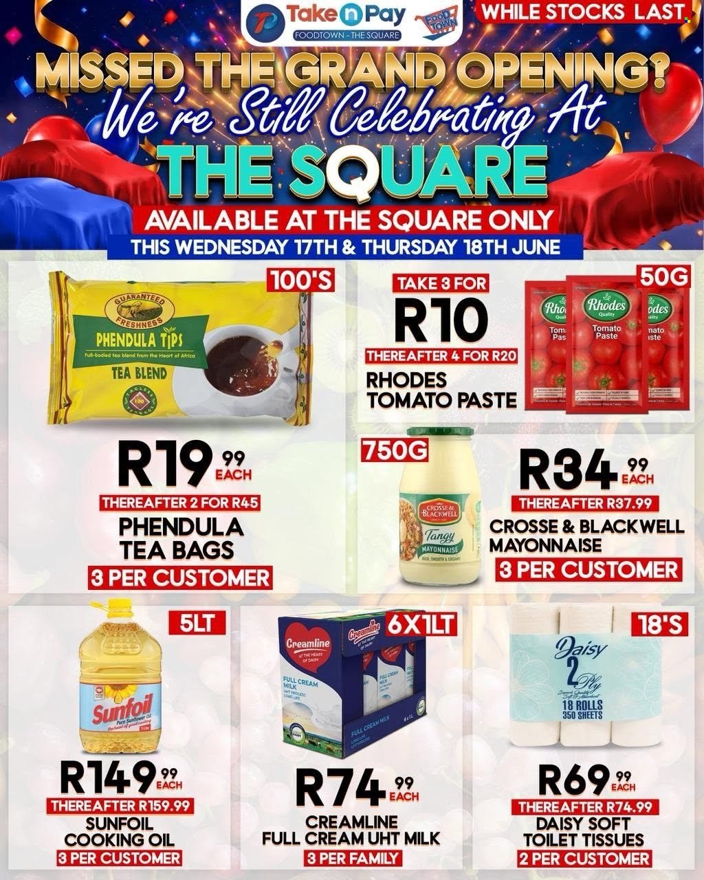 TAKE N PAY specials - From Wednesday 17 Jun 2026