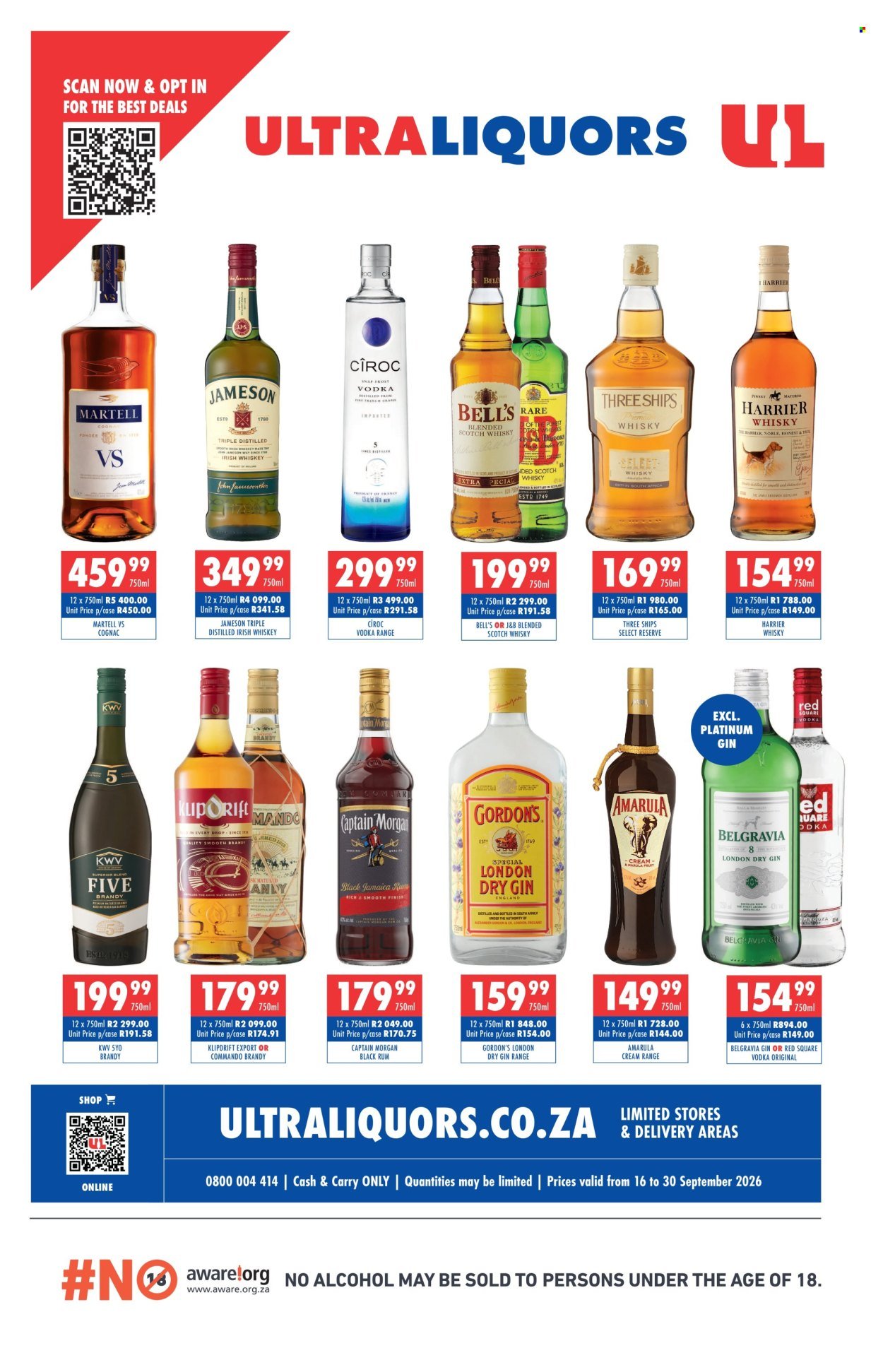 ULTRA LIQUORS specials - From Wednesday 16 Sept 2026