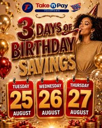 TAKE N PAY specials - From Tuesday 25 Aug 2026