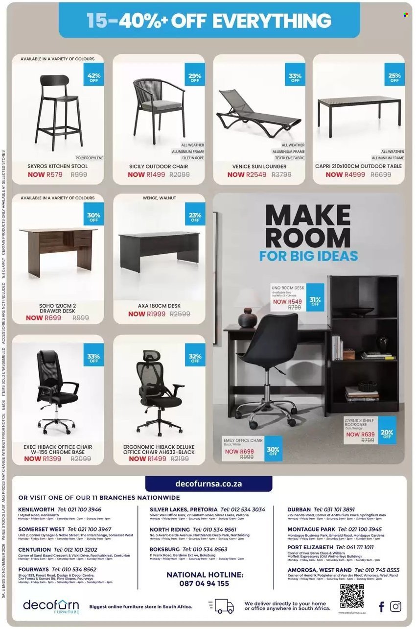 DECOFURN FURNITURE specials - From Thursday 29 Oct 2026