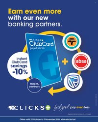 CLICKS specials - From Thursday 22 Oct 2026
