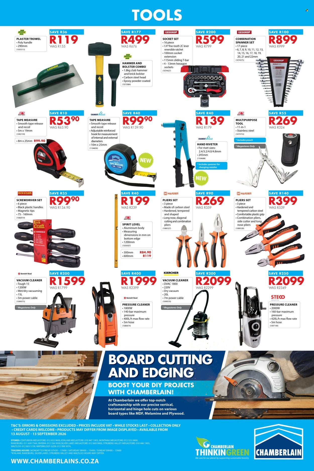 CHAMBERLAIN specials - From Thursday 13 Aug 2026