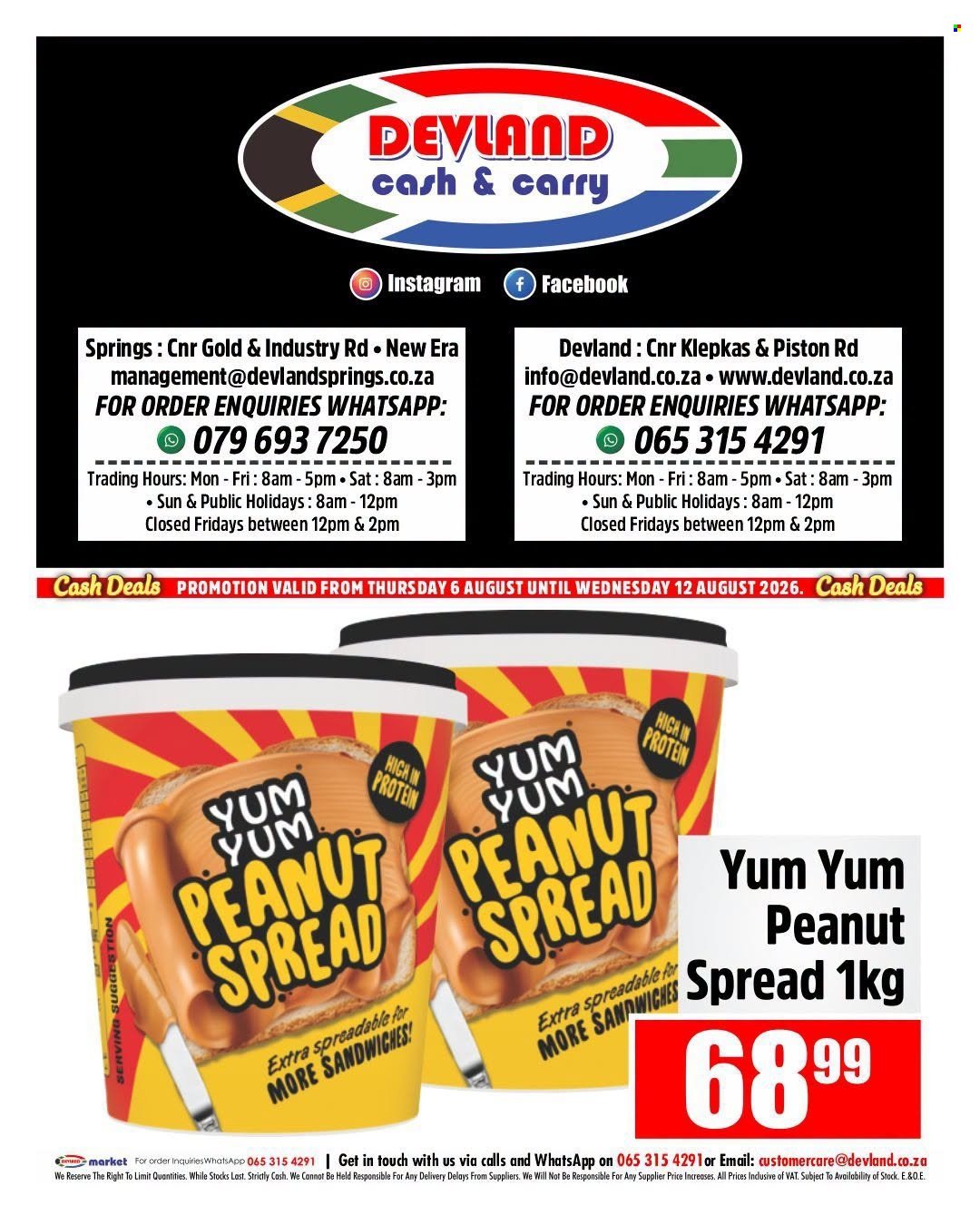 DEVLAND specials - From Thursday 6 Aug 2026