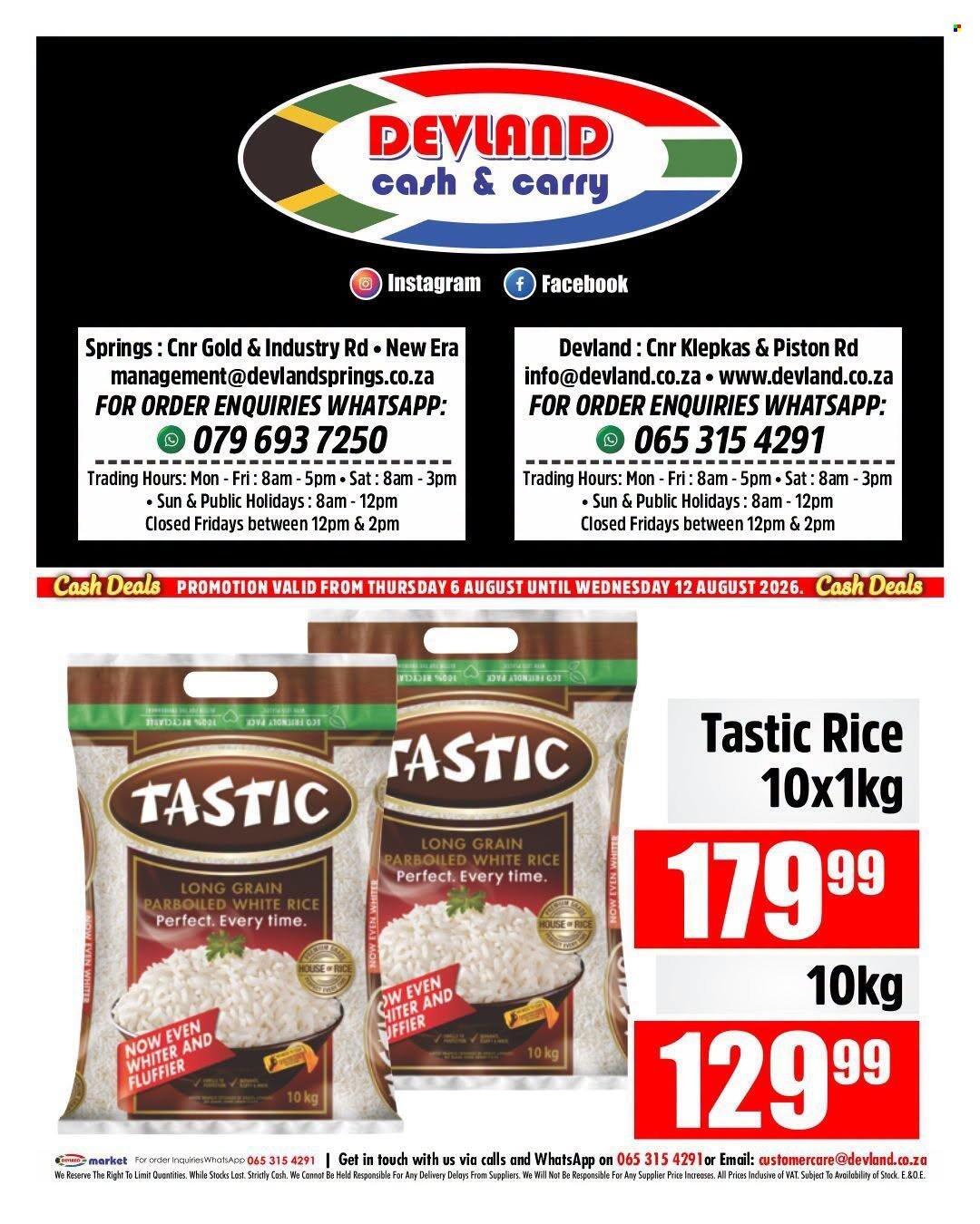 DEVLAND specials - From Thursday 6 Aug 2026