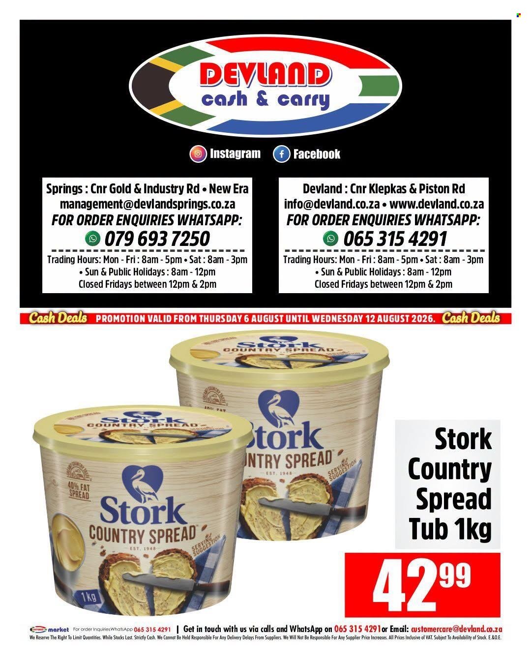 DEVLAND specials - From Thursday 6 Aug 2026