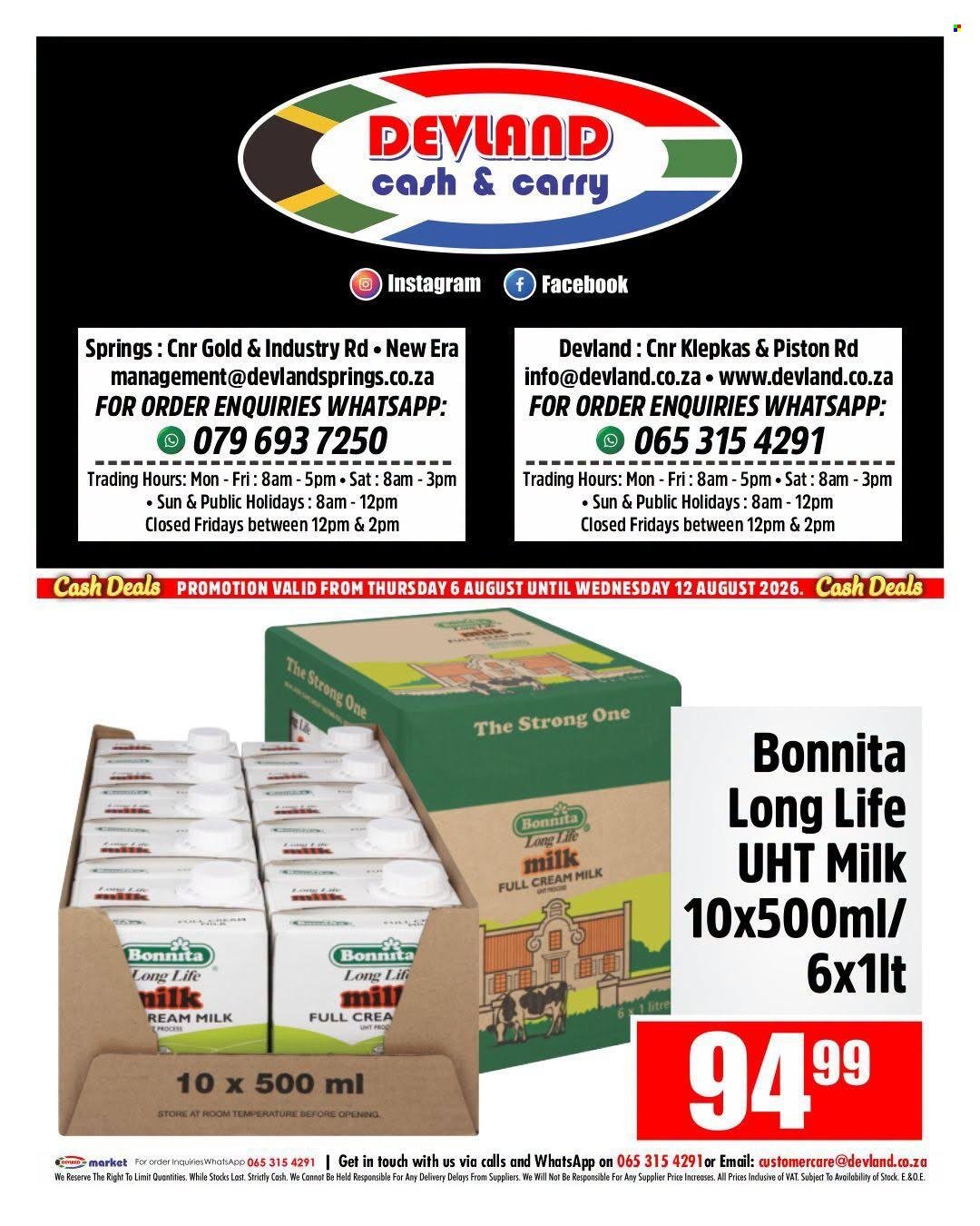 DEVLAND specials - From Thursday 6 Aug 2026