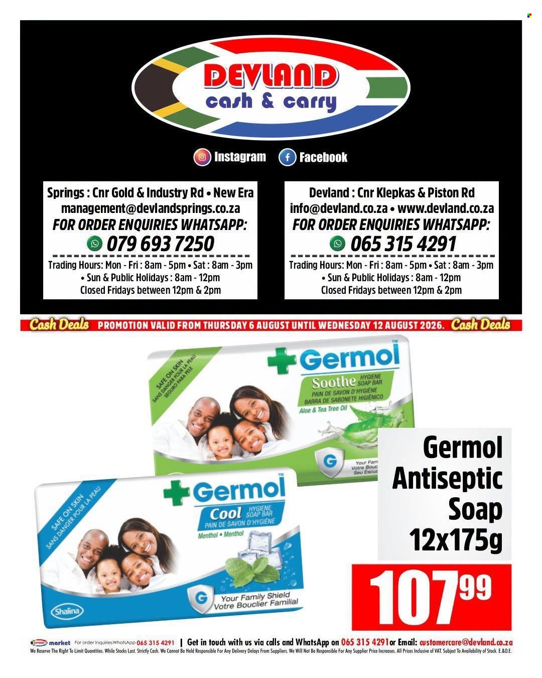 DEVLAND specials - From Thursday 6 Aug 2026