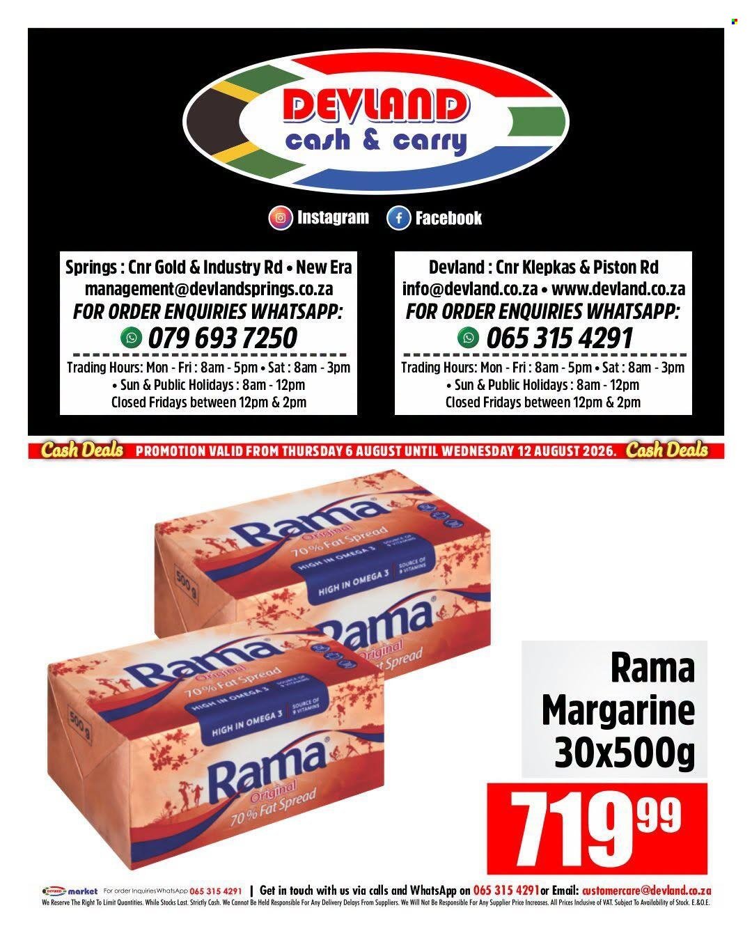 DEVLAND specials - From Thursday 6 Aug 2026