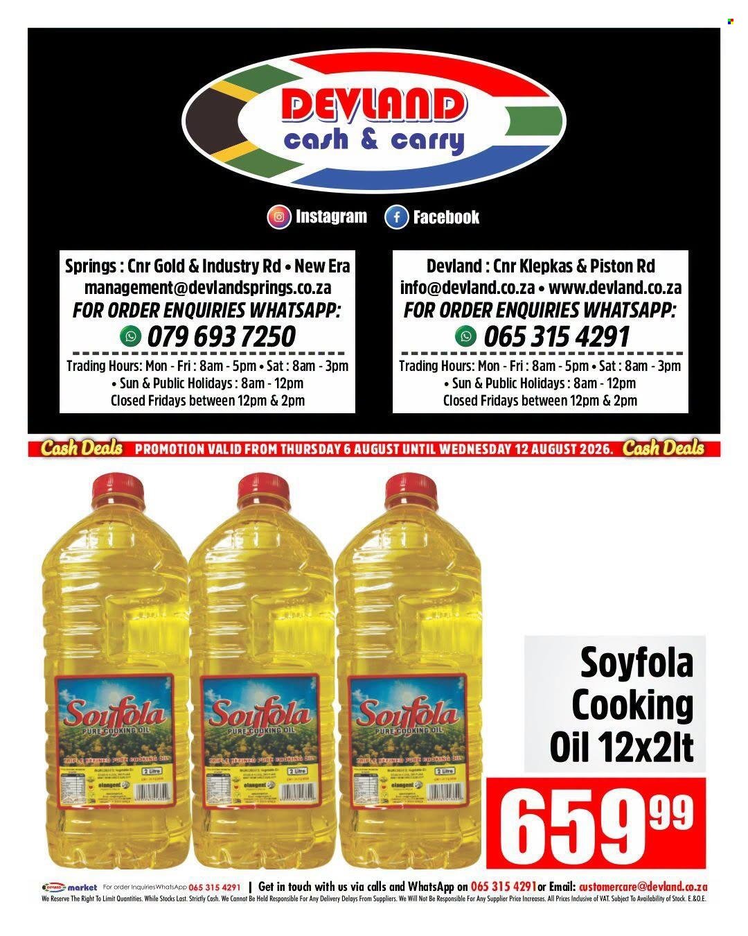 DEVLAND specials - From Thursday 6 Aug 2026