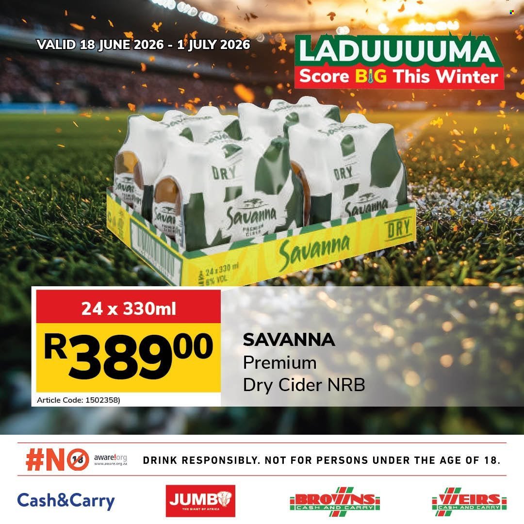 JUMBO CASH & CARRY specials - From Thursday 18 Jun 2026
