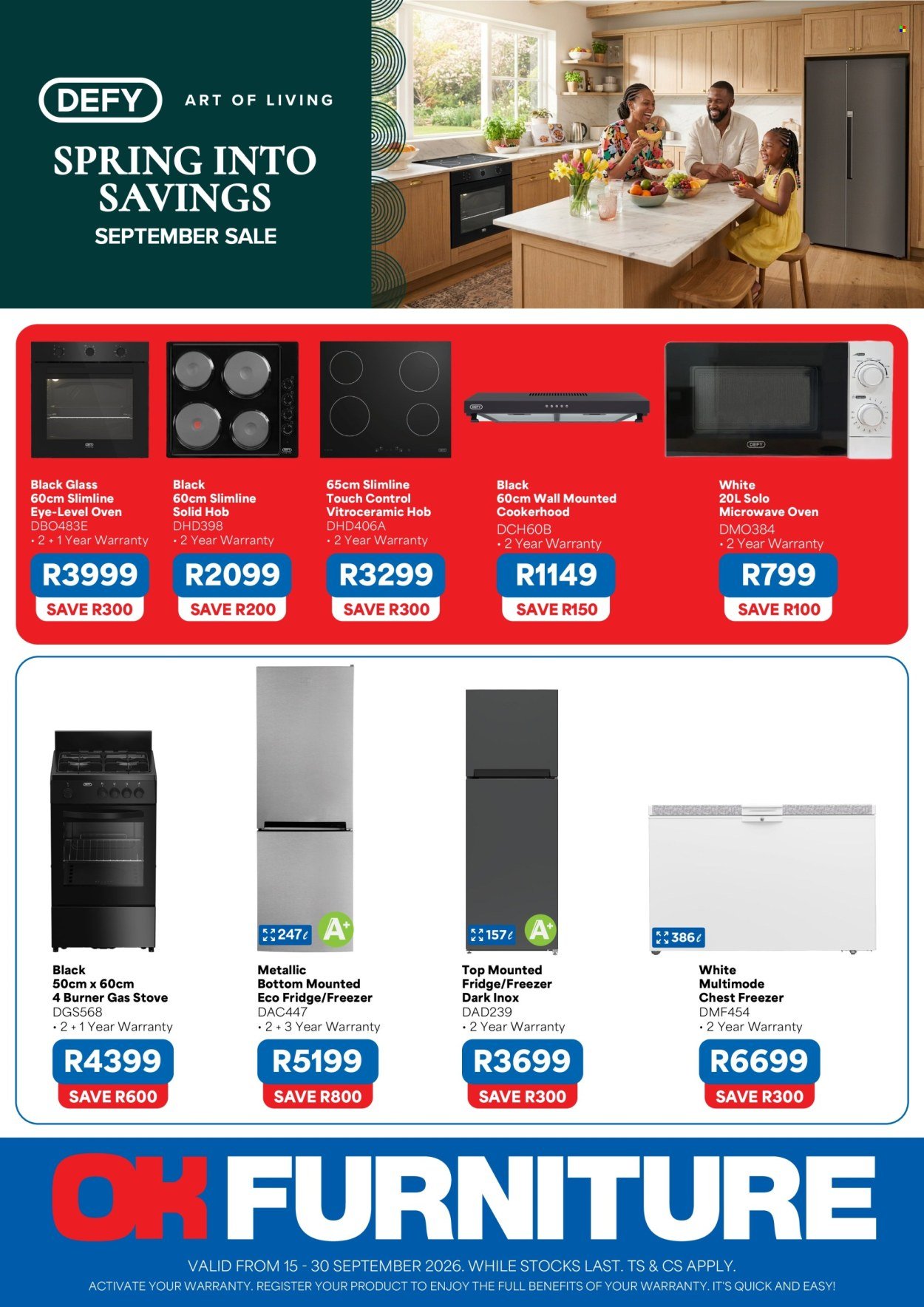 OK FURNITURE specials - From Tuesday 15 Sept 2026
