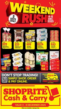 SHOPRITE specials - Cash & Carry Weekend Rush Springs (2025-12-04 - 2025-12-08)