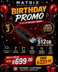 MATRIX WAREHOUSE specials - September 2026