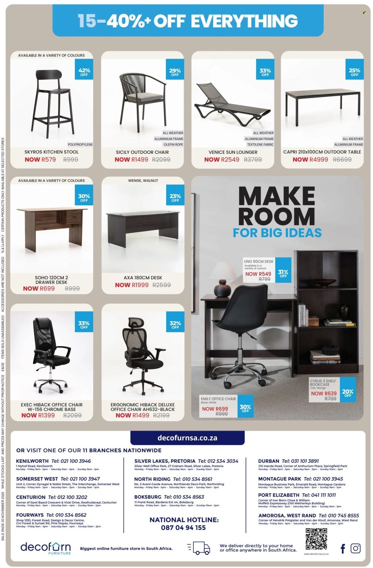 DECOFURN FURNITURE specials - From Thursday 29 Oct 2026