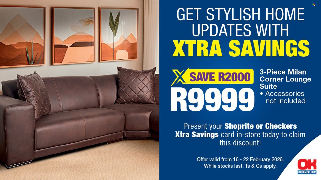 OK FURNITURE specials - From Monday 16 Feb 2026 (2026-02-16 - 2026-02-22) | 1
