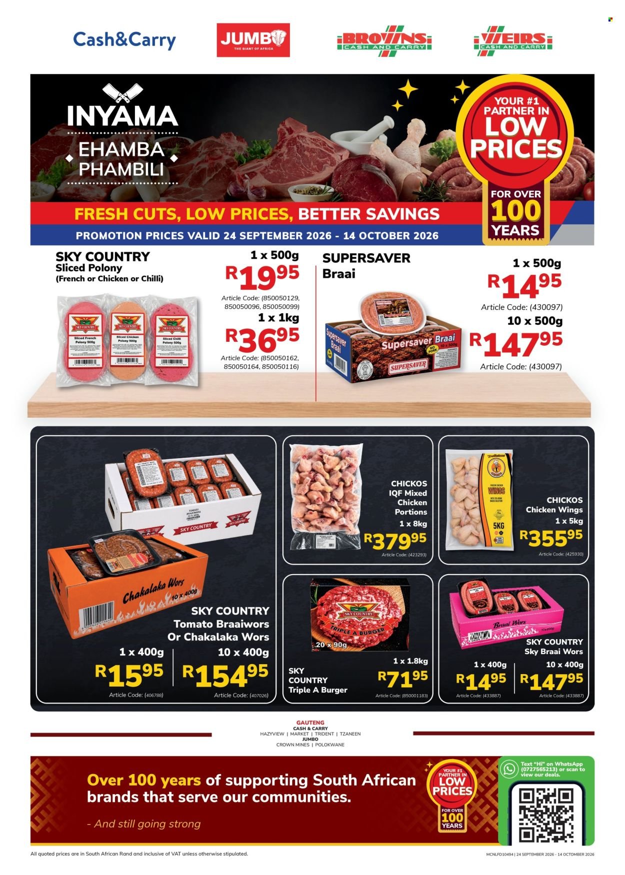 JUMBO CASH & CARRY specials - From Thursday 24 Sept 2026