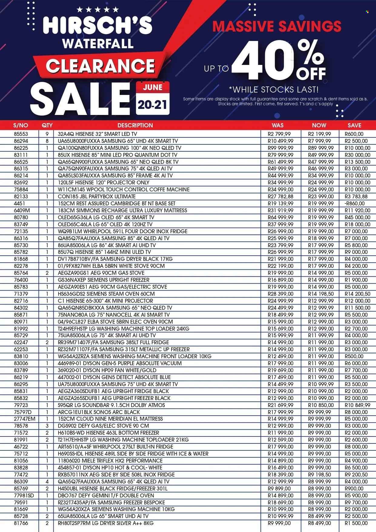 HIRSCH'S specials - From Saturday 20 Jun 2026