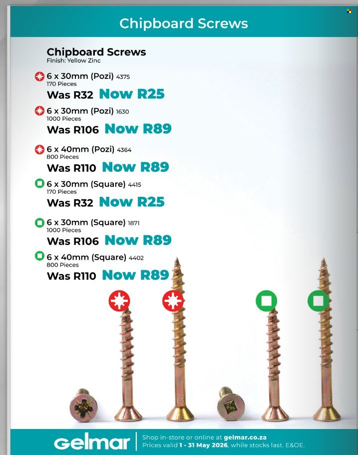 GELMAR specials - From Friday 1 May 2026