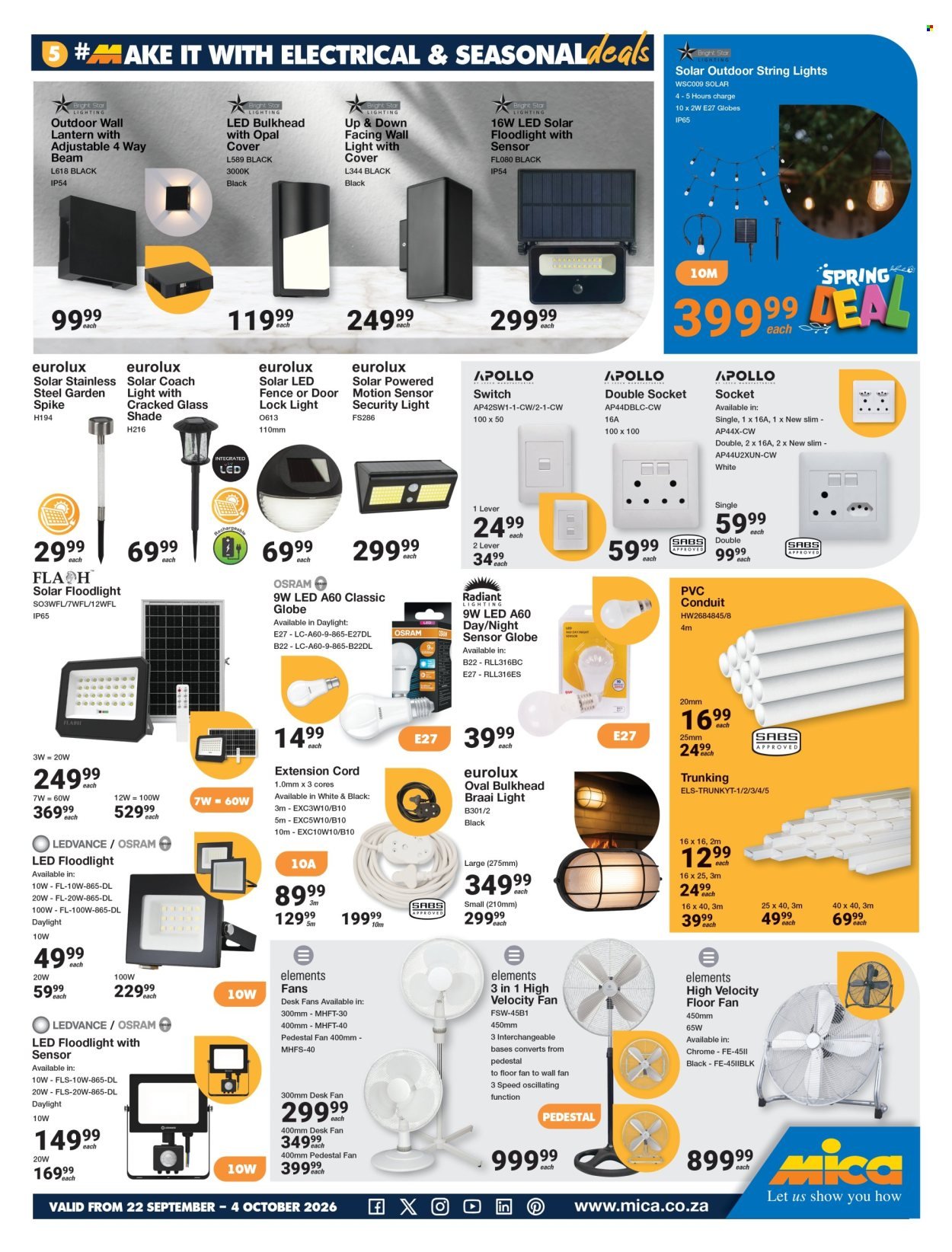MICA specials - From Tuesday 22 Sept 2026