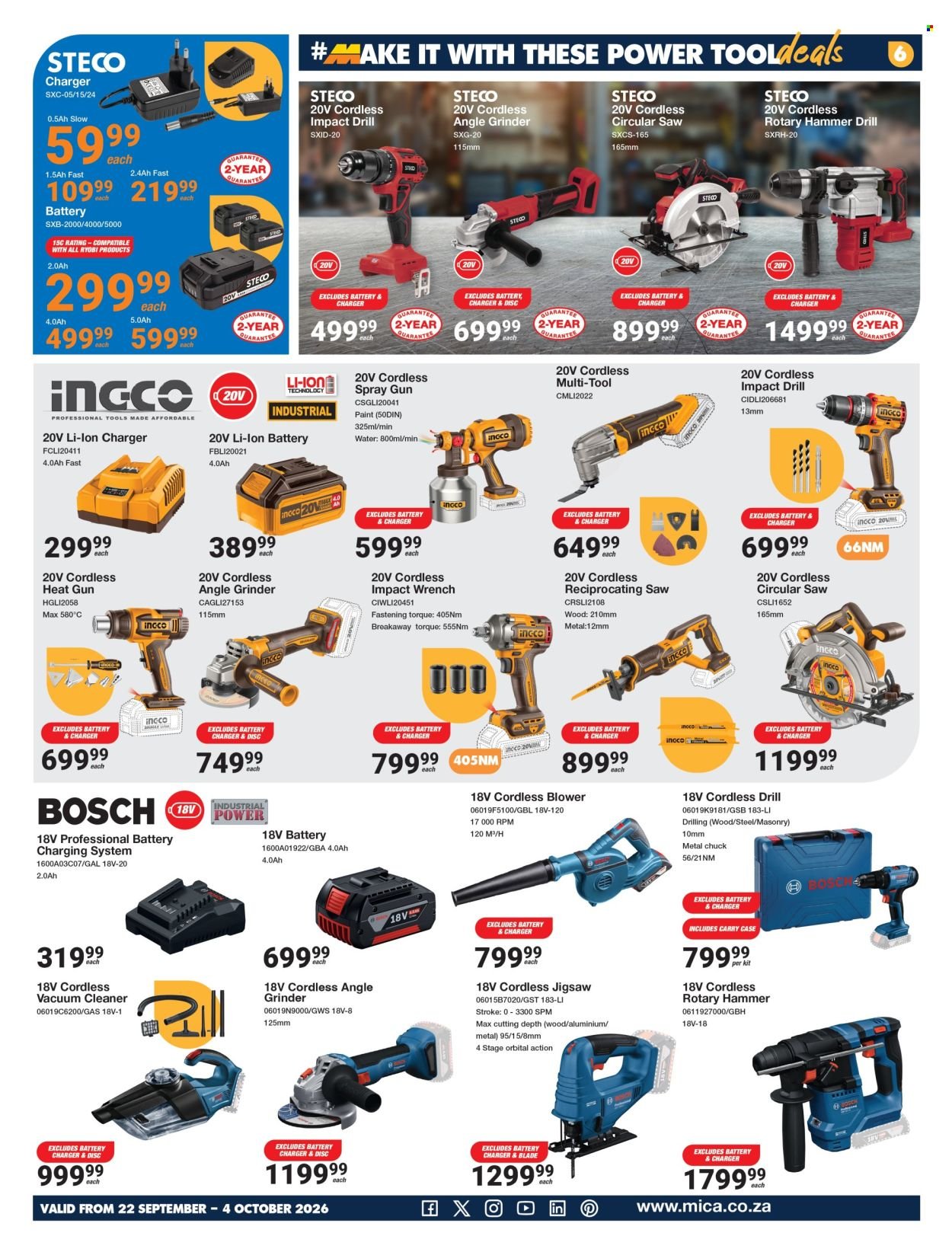 MICA specials - From Tuesday 22 Sept 2026