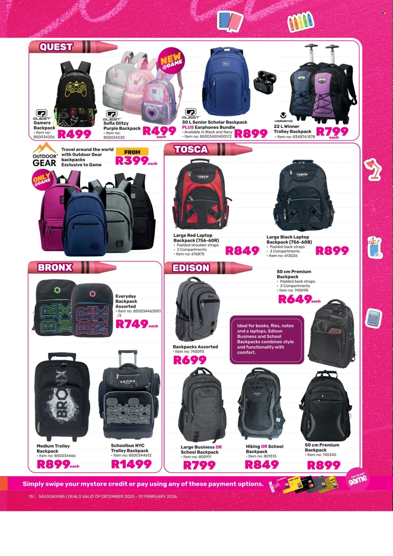 GAME specials - Back To School (2025-12-09 - 2026-02-01) | 15