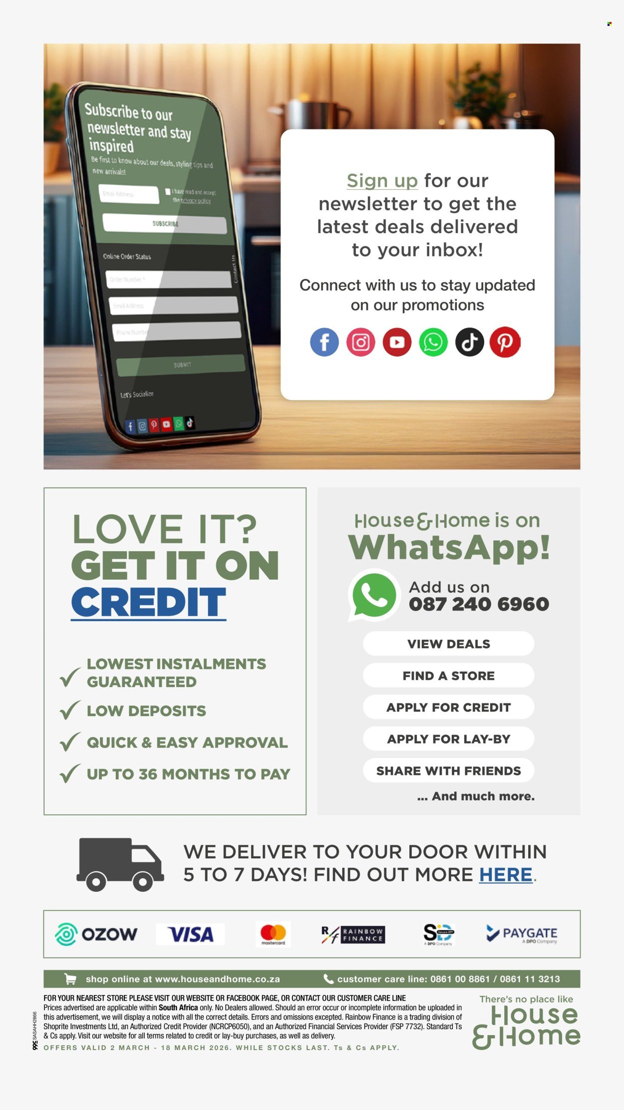 HOUSE & HOME specials - From Monday 2 Mar 2026 (2026-03-02 - 2026-03-18) | 70