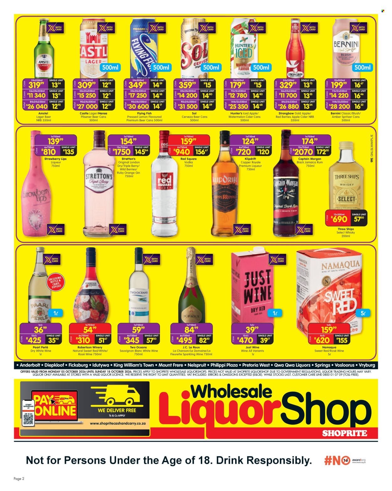 SHOPRITE specials - Wholesale LiquorShop Savings Selected Stores