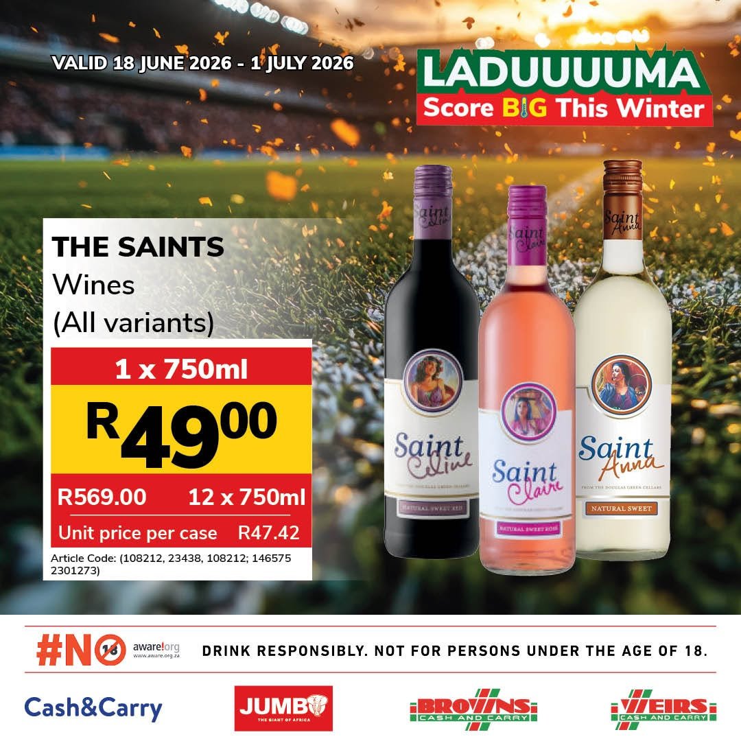 JUMBO CASH & CARRY specials - From Thursday 18 Jun 2026