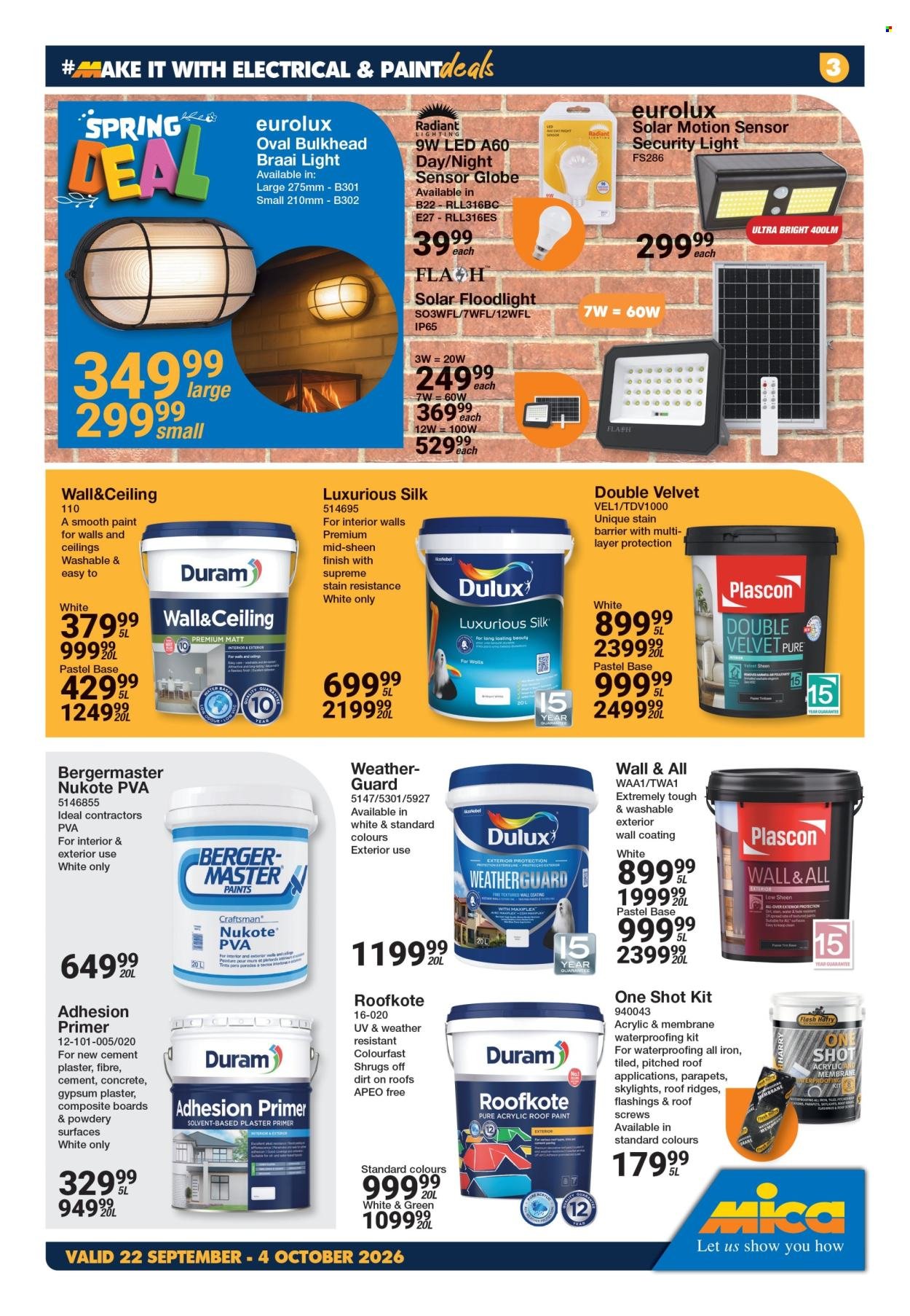 MICA specials - From Tuesday 22 Sept 2026
