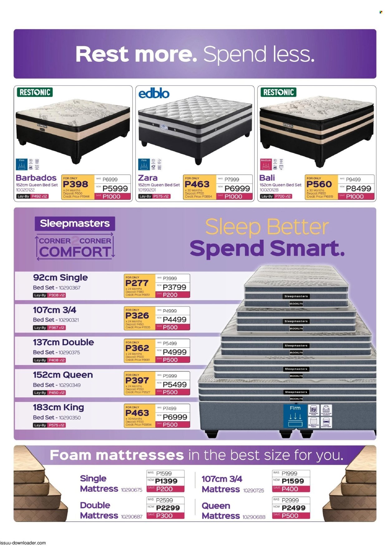 SLEEPMASTERS specials - From Thursday 20 Aug 2026