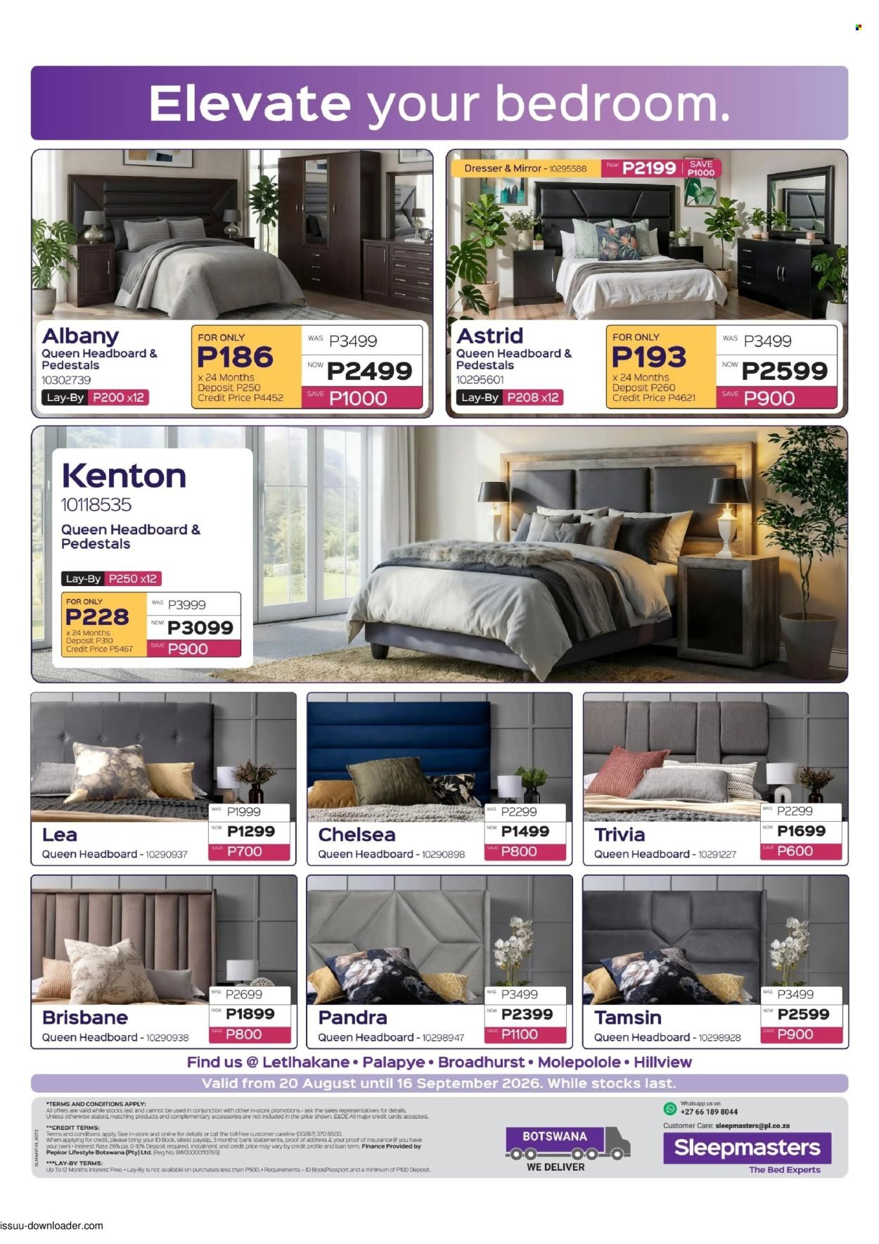 SLEEPMASTERS specials - From Thursday 20 Aug 2026