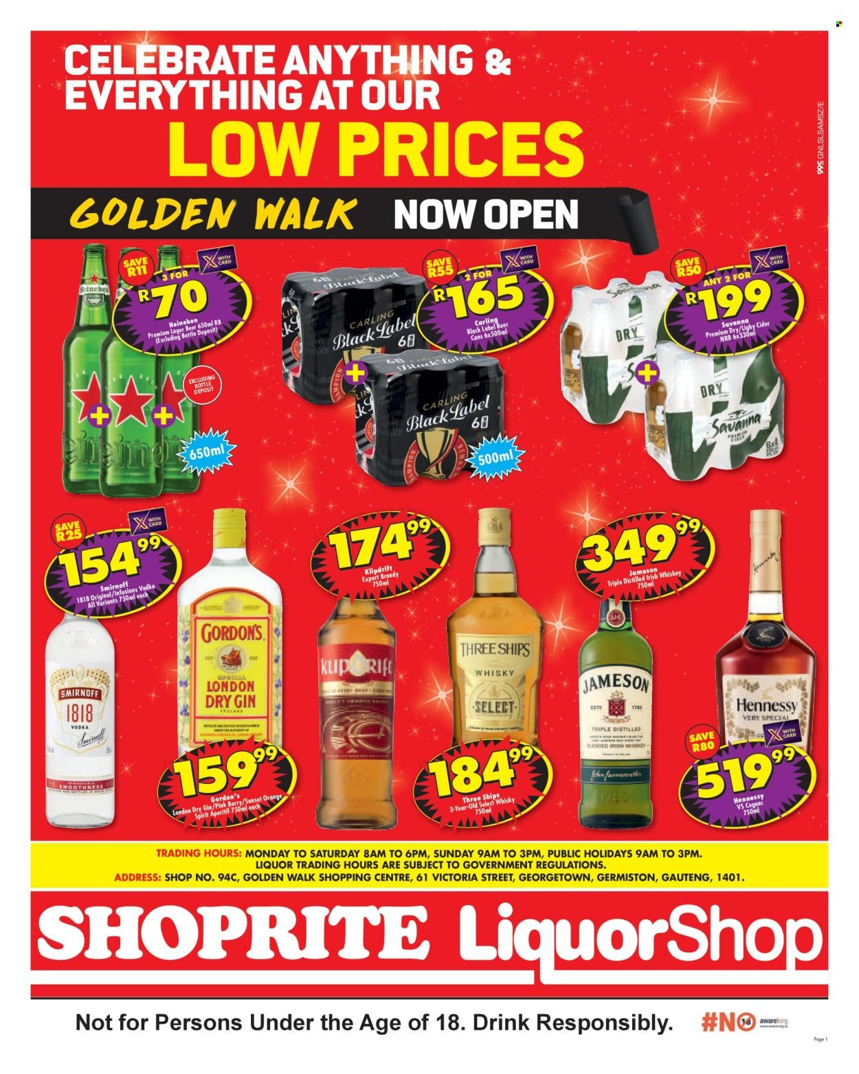 SHOPRITE specials - LiquorShop Low Prices Store Opening Golden Walk
